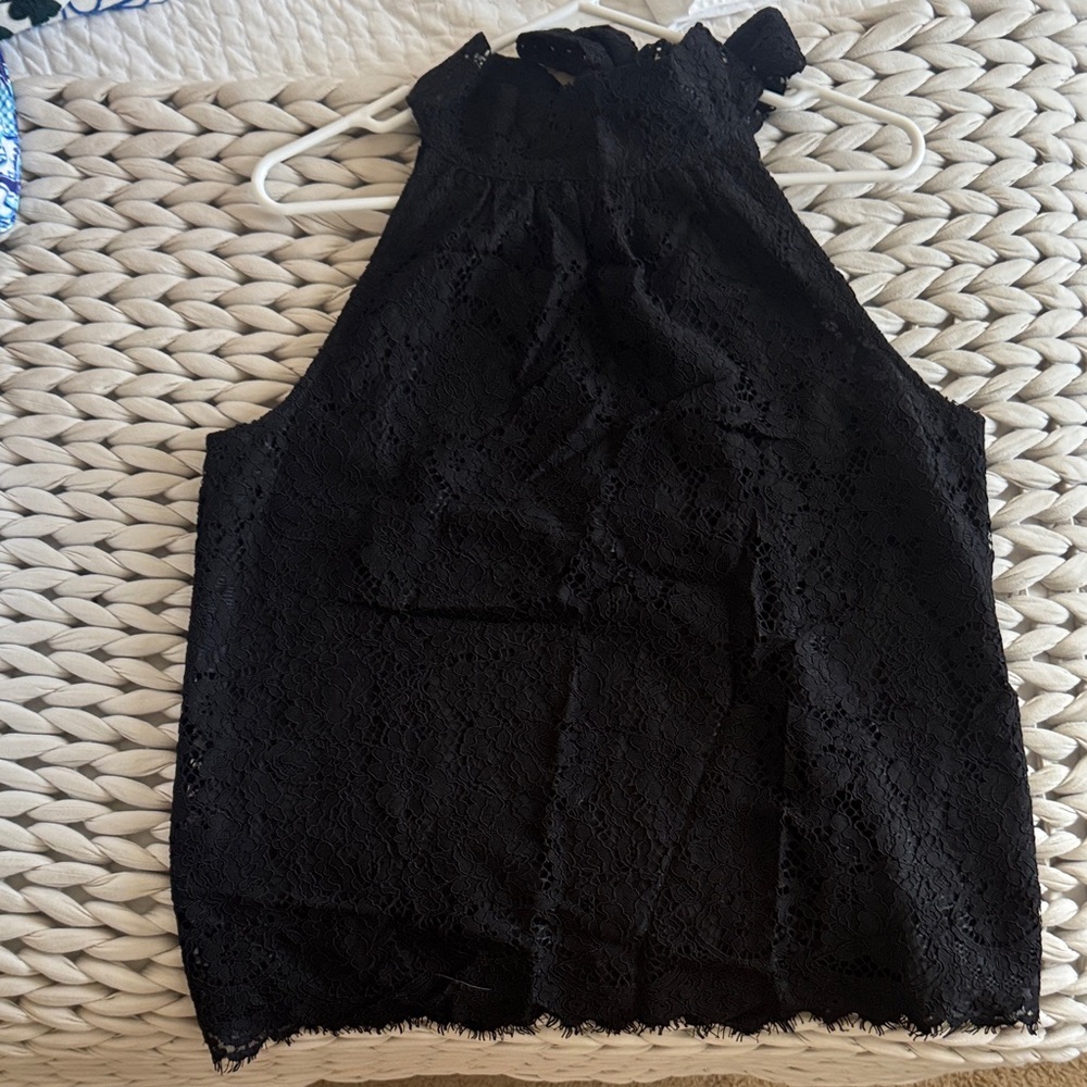 J. Crew Black Lace Tank Top with Bow